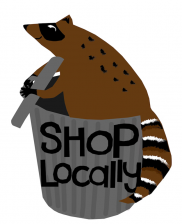 Bumper Sticker Raccoon Shop Locally